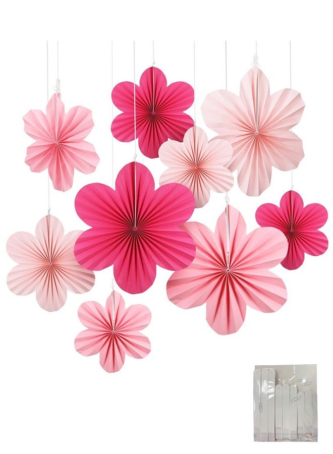 جيفت ديكورات ورقية، 9 قطع، مراوح زهور ورقية، ديكورات خلفية زهور ورقية، ديكورات حائط زهور، كرات صوفية ورقية لحفلات الزفاف، أعياد الميلاد، حفلات استقبال المواليد الجدد، حفلات شاي الربيع. - Image 1