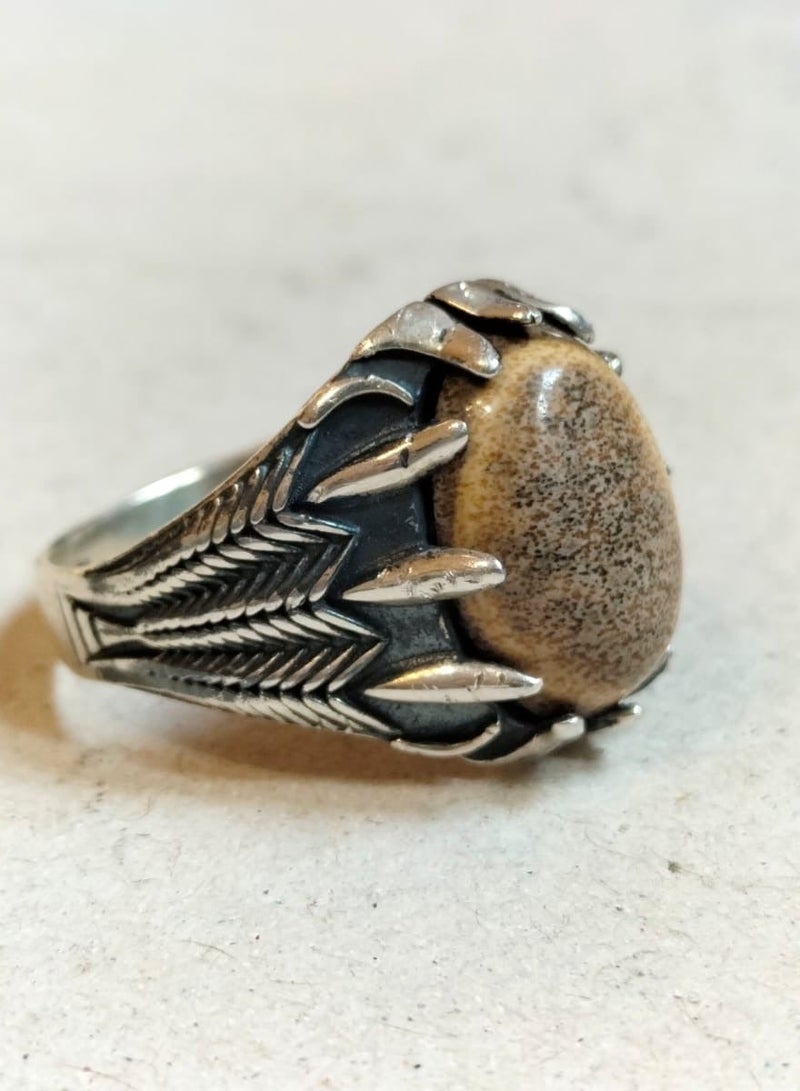 Top quality 925 silver ring with a unique natural agate gemstone - Image 2