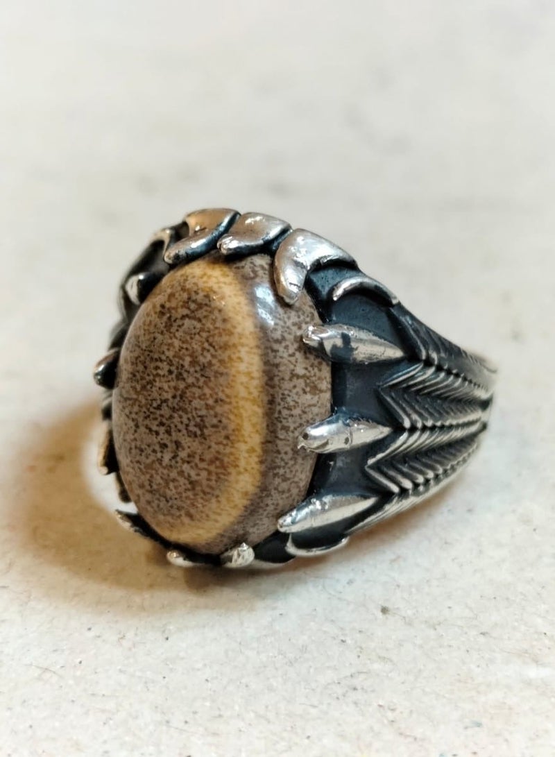 Top quality 925 silver ring with a unique natural agate gemstone - Image 3