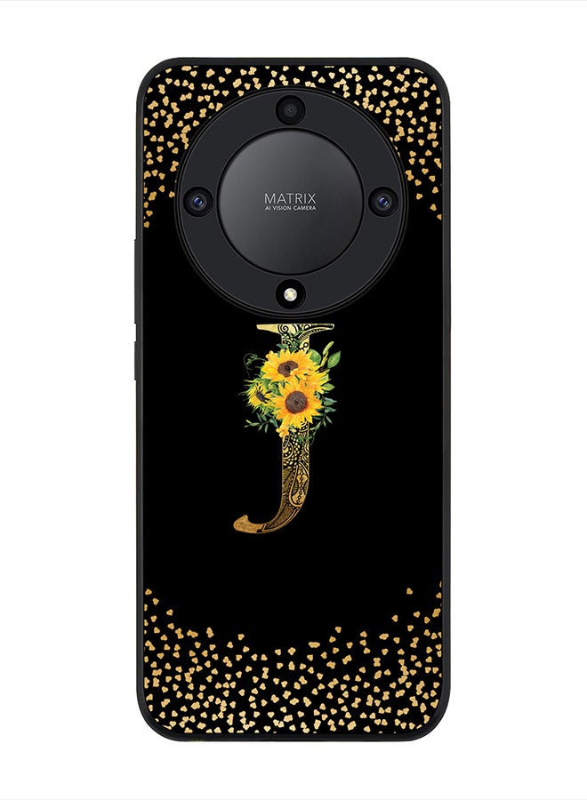 Stylizedd Cover for Honor X9a 5G Case , Rugged Black Slim fit Phone Cases   - Custom Monogram Initial Letter Mandala Floral Pattern Alphabet-J (Black) - Image 1