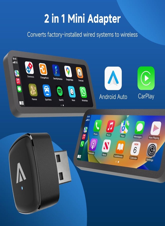 ANYFAR D7 2-in-1 Wireless CarPlay & Android Auto Mini Adapter, Alloy Shell, Compatible with 2016+ Factory-installed Wired CarPlay/Android Auto Vehicle, Plug & Play Car Play Dongle for iPhone & AndroidPhone - Image 2