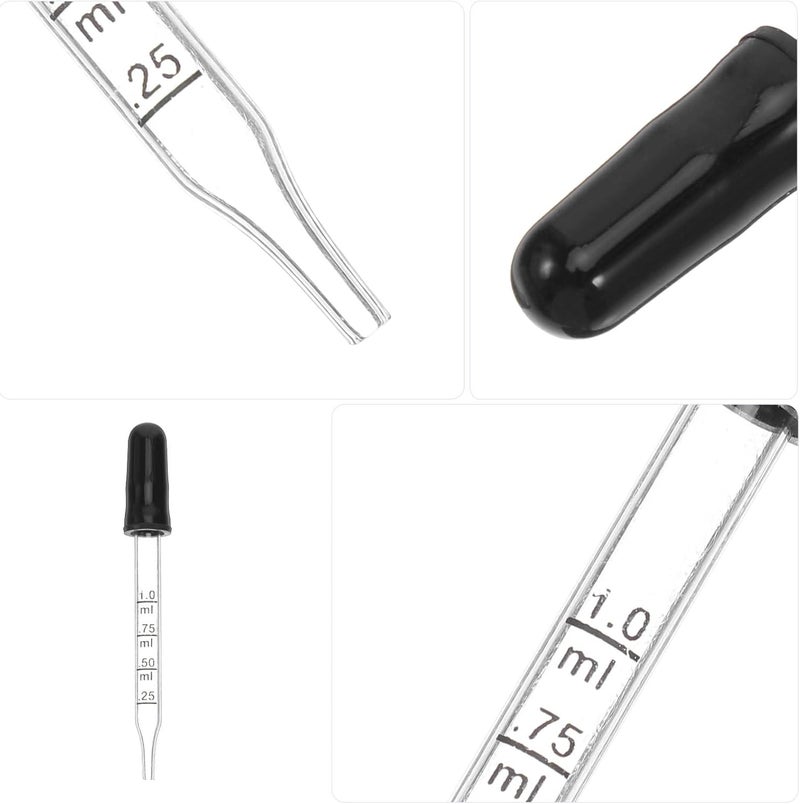 20pcs Glass Graduated Pipettes: 1ml with Scale – Essential Oil Liquid Transfer Droppers for Laboratory Science Class Aromatherapy - Image 2