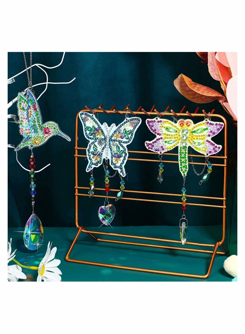 كابتن تيك 3 Pack Colorful Crystals Suncatcher Diamond Painting Sun Catcher DIY Wind Chime Kit Hanging Double Sided Crystal Paint with Chain Pendant Ornament Balls for Home Garden - Image 4