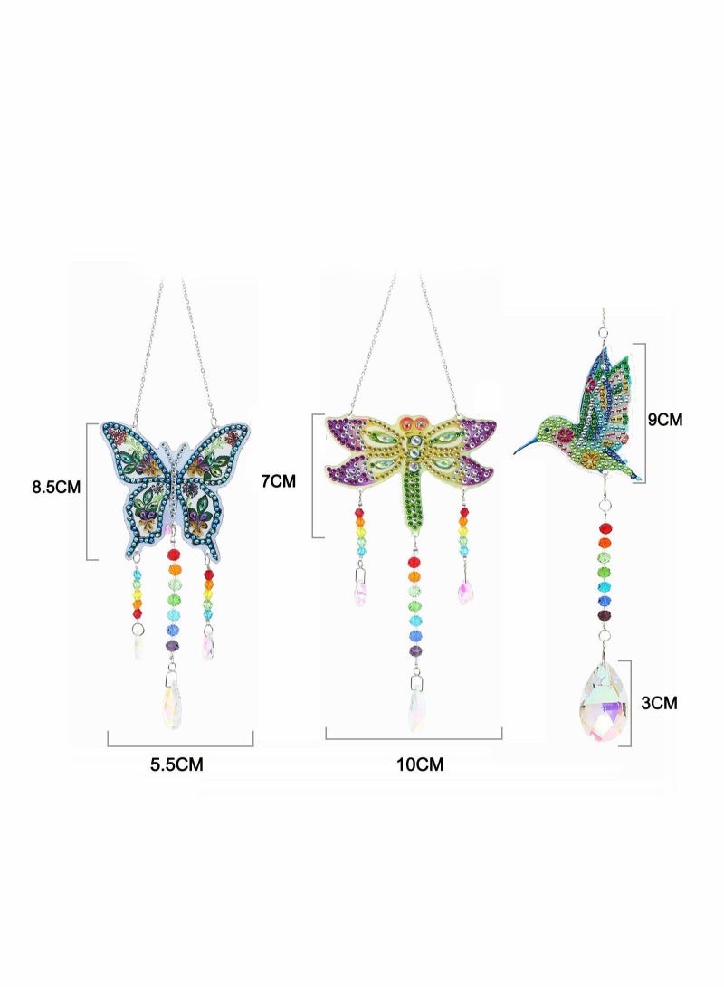 كابتن تيك 3 Pack Colorful Crystals Suncatcher Diamond Painting Sun Catcher DIY Wind Chime Kit Hanging Double Sided Crystal Paint with Chain Pendant Ornament Balls for Home Garden - Image 5