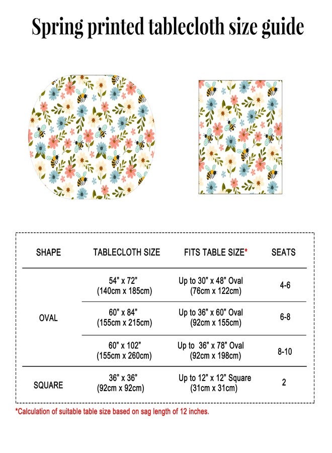 Amonsa Spring Floral Small Square Table Cover 36 inch Outdoor Patio Table Cloth for 2-4 Seats Restaurant Coffee Table Washable Fabric Cute Pink and Blue Flower with Bees Camping - Image 5