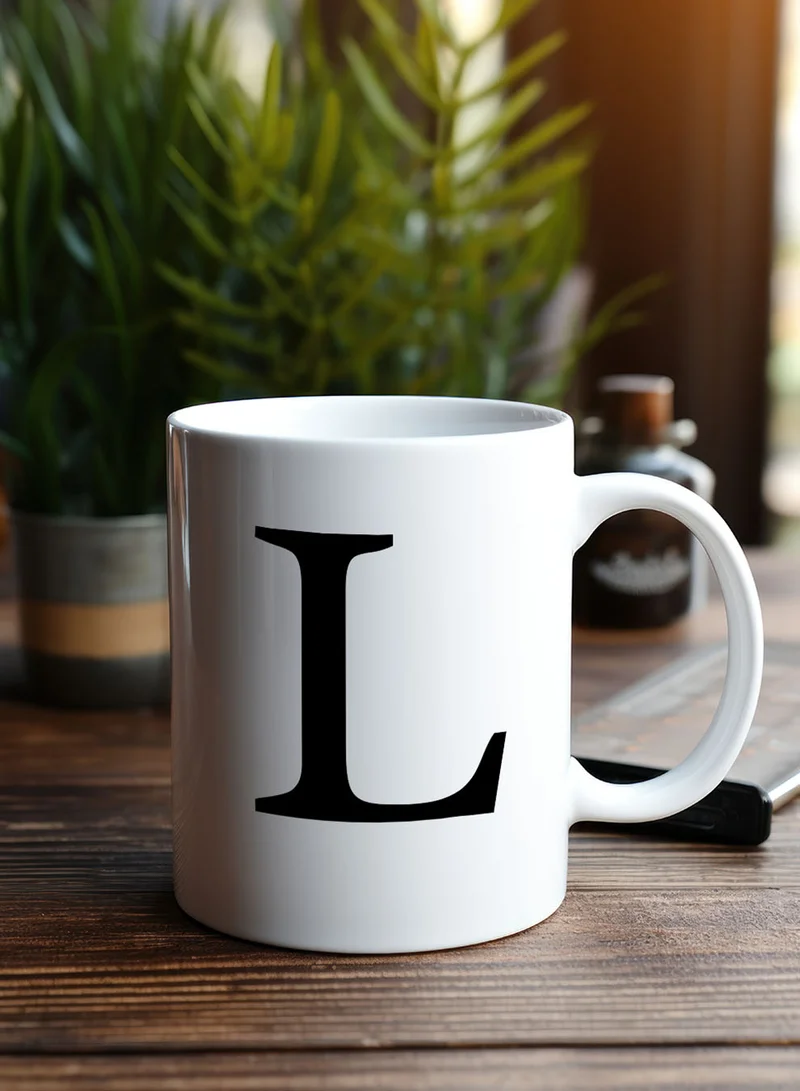 LOWHA 11 oz Ceramic Mug with Letter L Design on Both Sides