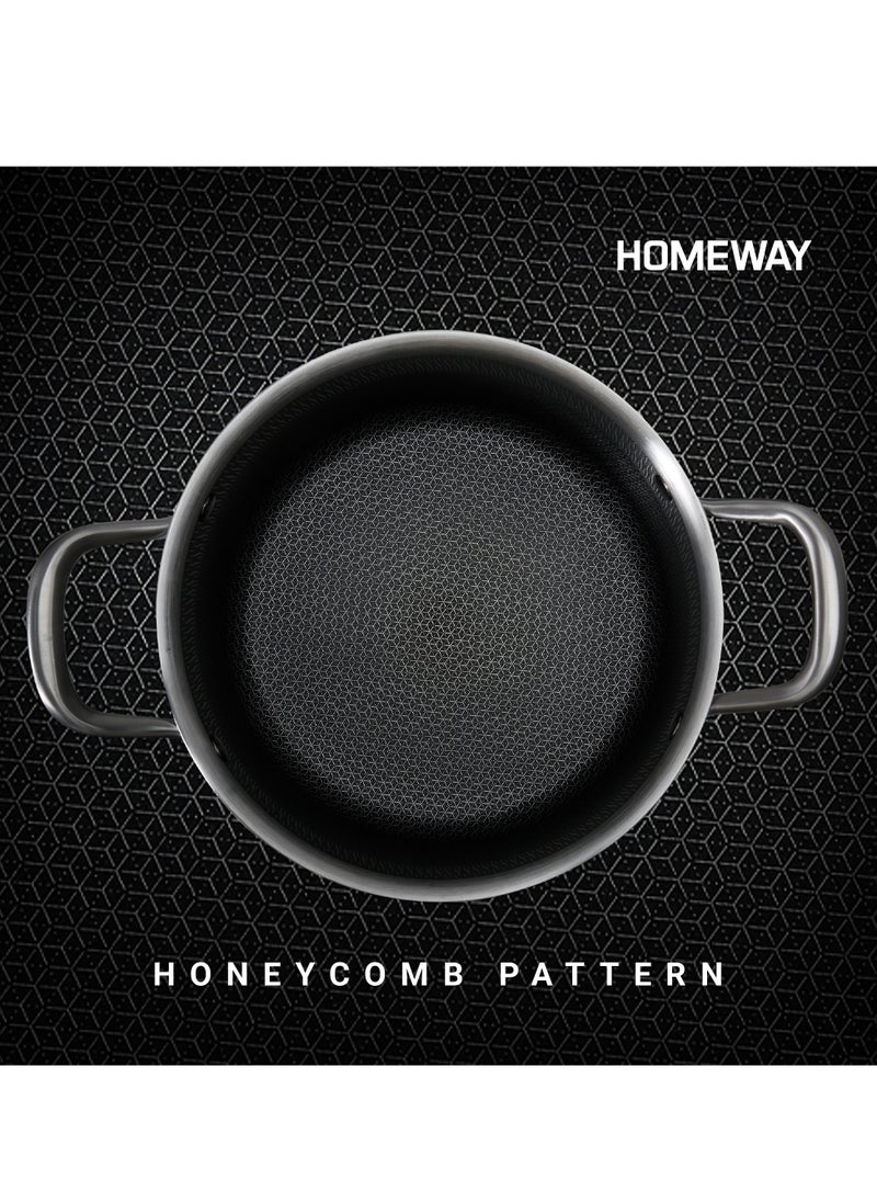Homeway - 28CM Stainless Steel Honeycomb Casserole with Lid – Nonstick, Induction & Gas Compatible With Super Durable&Highly Scratch Resistent - Image 1