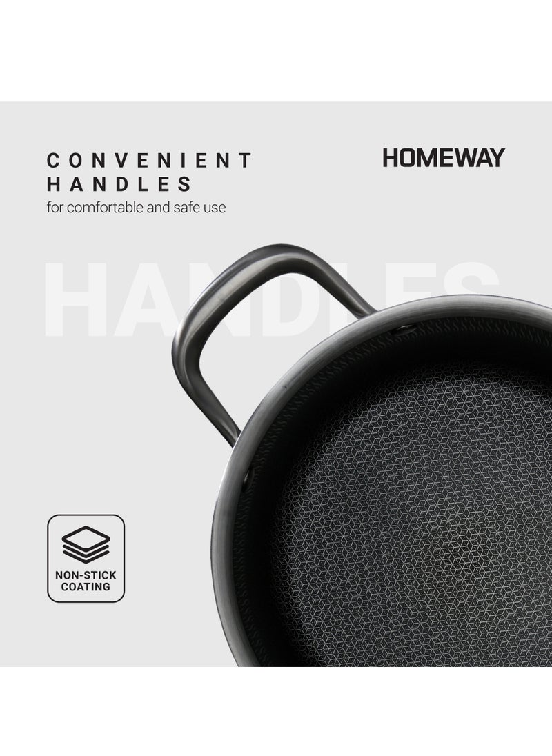 Homeway - 28CM Stainless Steel Honeycomb Casserole with Lid – Nonstick, Induction & Gas Compatible With Super Durable&Highly Scratch Resistent - Image 1