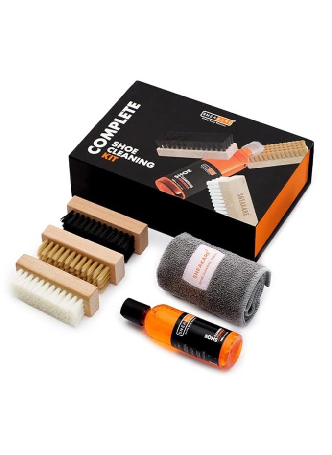 SNEAKARE - SNEAKARE Complete Shoe Cleaning Kit 100 ml Shoe Cleaner & 1 Medium Bristle Shoe Cleaner Brush, White Shoe Cleaning Kit, Shoe Cleaner Kit For Sneakers, Sports Shoe Cleaner - Image 1