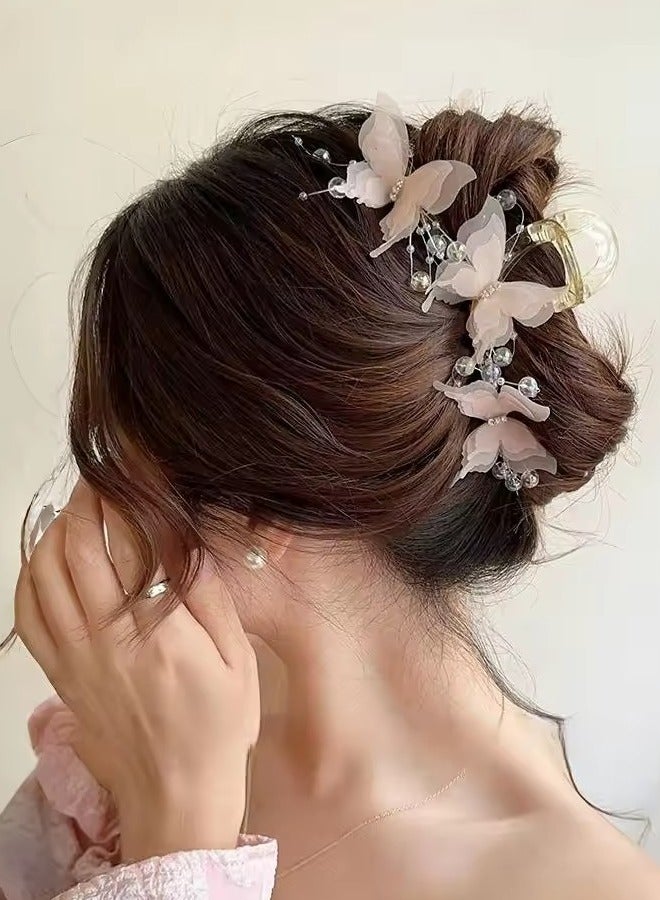 Goolsky New Fashion Simulation Butterfly Hair Clips Women Elegant Pearl Bow Ponytail Clip Sweet Crab Claw Headdress Hair Accessories - Image 1