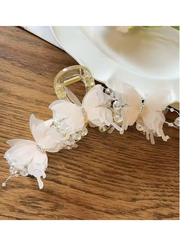 Goolsky New Fashion Simulation Butterfly Hair Clips Women Elegant Pearl Bow Ponytail Clip Sweet Crab Claw Headdress Hair Accessories - Image 2