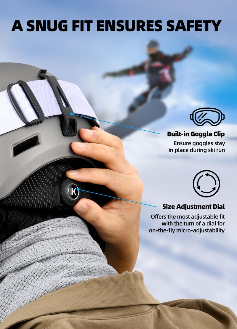 InnerKing Snowboard Helmet Set with Ski Goggles, Lightweight Protection Snow Sports Helmet and Glasses for Men and Women Adults-Grey M - Image 2