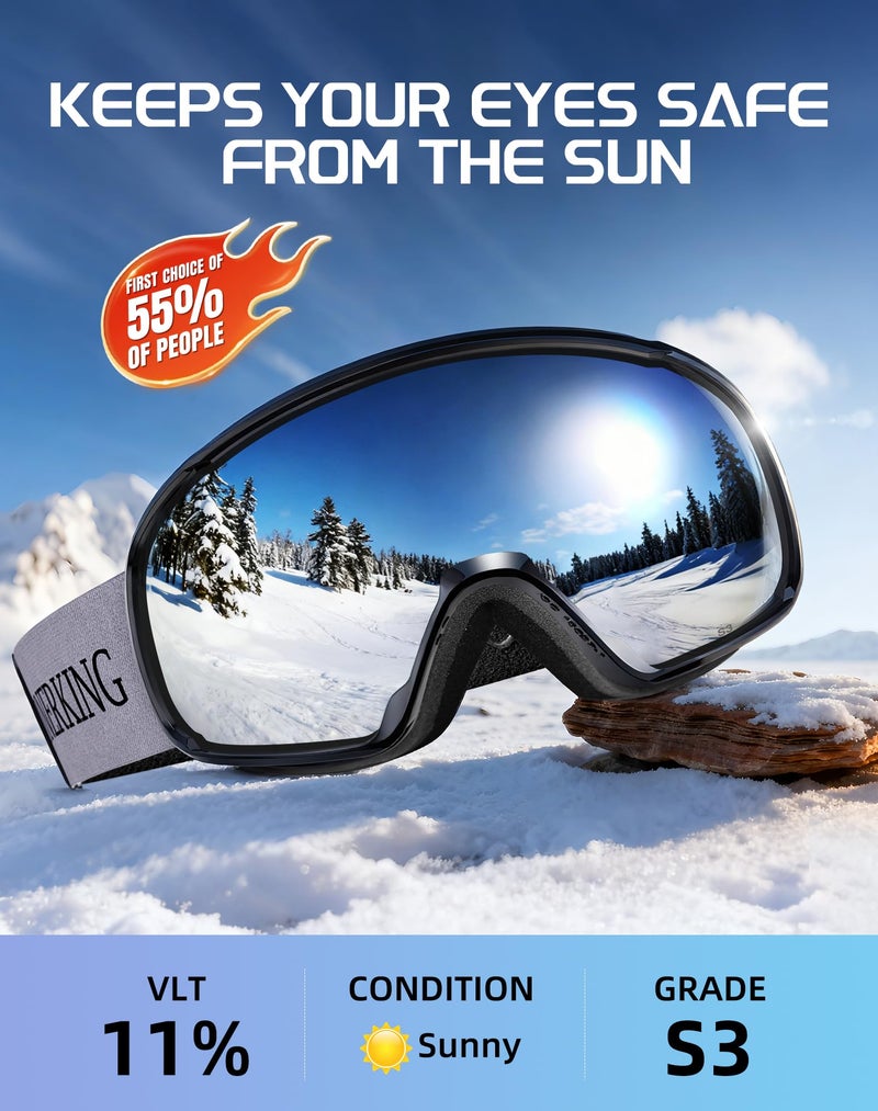 InnerKing Snowboard Helmet Set with Ski Goggles, Lightweight Protection Snow Sports Helmet and Glasses for Men and Women Adults-Grey M - Image 5