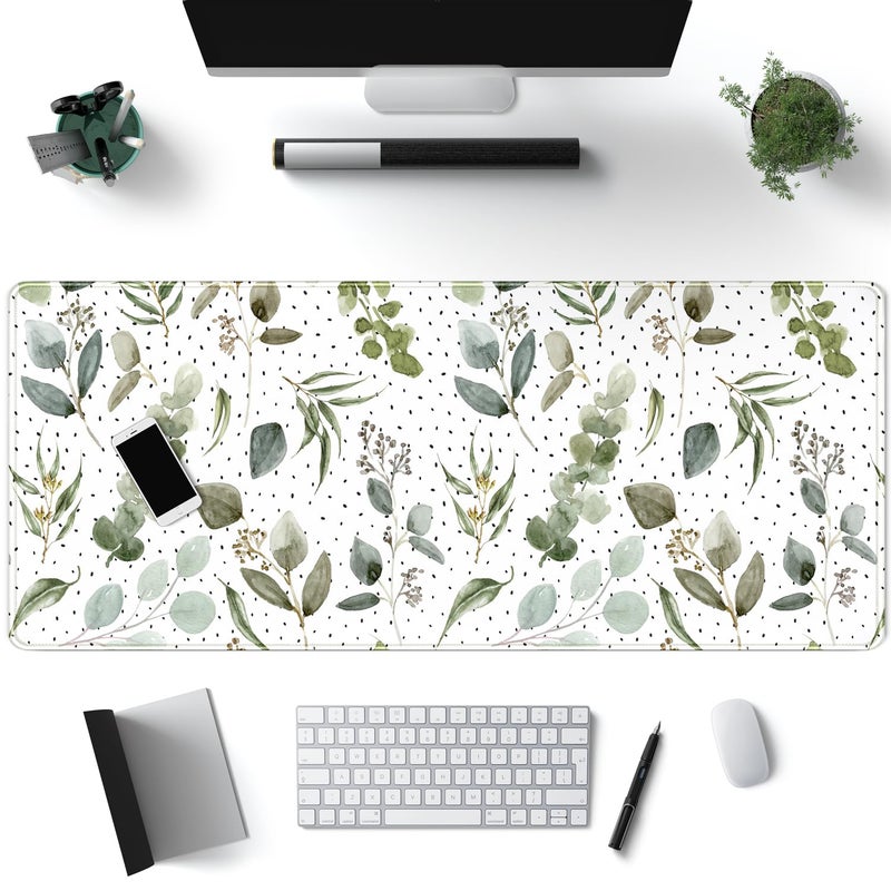 Mechanical Cattle Green Mouse Pad Boho Desk MatSpeckled Textured Greens Cool Aesthetical Mouse Pad Desk Accessories for Women Office Decor Mousepad Keyboard Pad NonSlip Rubber Base with Stitched Edges 315x118In - Image 2