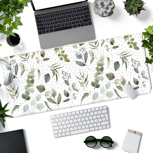 Mechanical Cattle Green Mouse Pad Boho Desk MatSpeckled Textured Greens Cool Aesthetical Mouse Pad Desk Accessories for Women Office Decor Mousepad Keyboard Pad NonSlip Rubber Base with Stitched Edges 315x118In - Image 3
