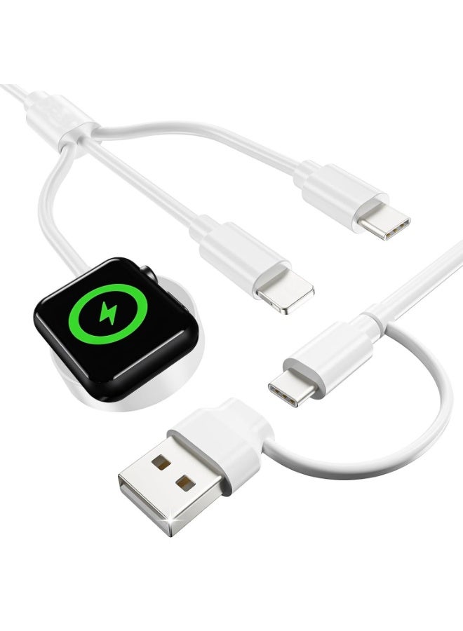 for Apple Watch Charger,3 in 2 Multi Charging Cable USB C for iPhone 16 Charger, Portable Cord Travel Essentials Designed for iWatch Ultra/SE/10-1&iPhone 16-12&Galaxy S25-4FT - Image 1
