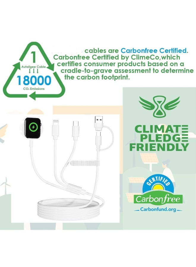 for Apple Watch Charger,3 in 2 Multi Charging Cable USB C for iPhone 16 Charger, Portable Cord Travel Essentials Designed for iWatch Ultra/SE/10-1&iPhone 16-12&Galaxy S25-4FT - Image 2