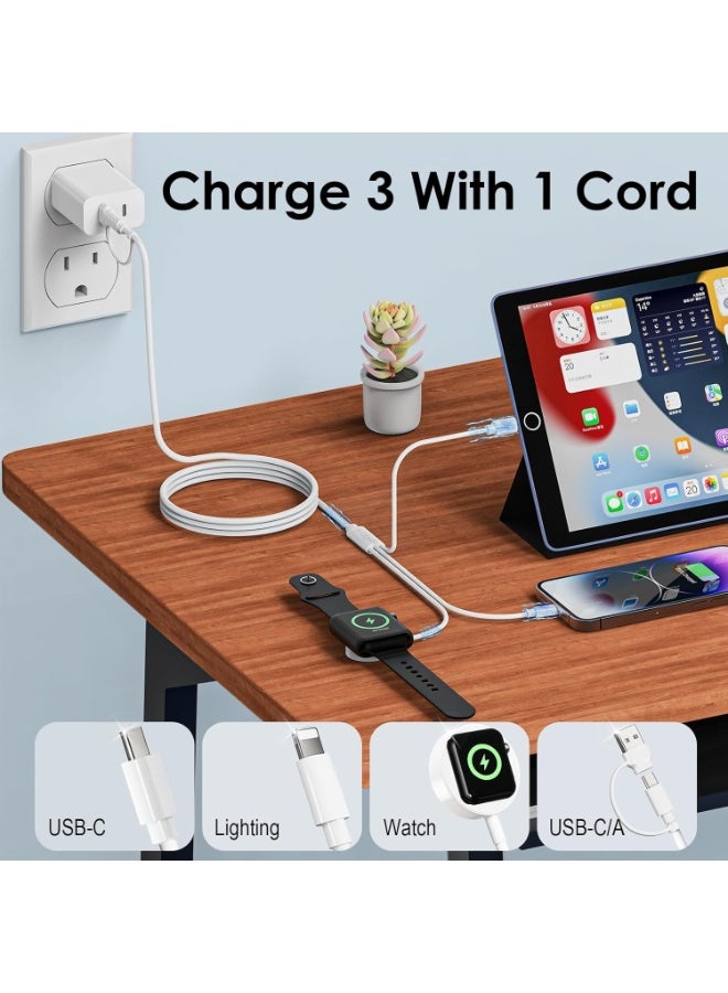for Apple Watch Charger,3 in 2 Multi Charging Cable USB C for iPhone 16 Charger, Portable Cord Travel Essentials Designed for iWatch Ultra/SE/10-1&iPhone 16-12&Galaxy S25-4FT - Image 3