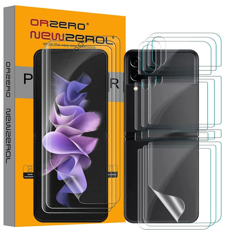 Orzero (3 Sets 12 Packs) TPU Screen Protector Compatible for Samsung Galaxy Z Flip 3 5G (Not Glass) Protector De Pantalla Premium Quality Anti-Scratch High Definition Bubble-Free - Image 1