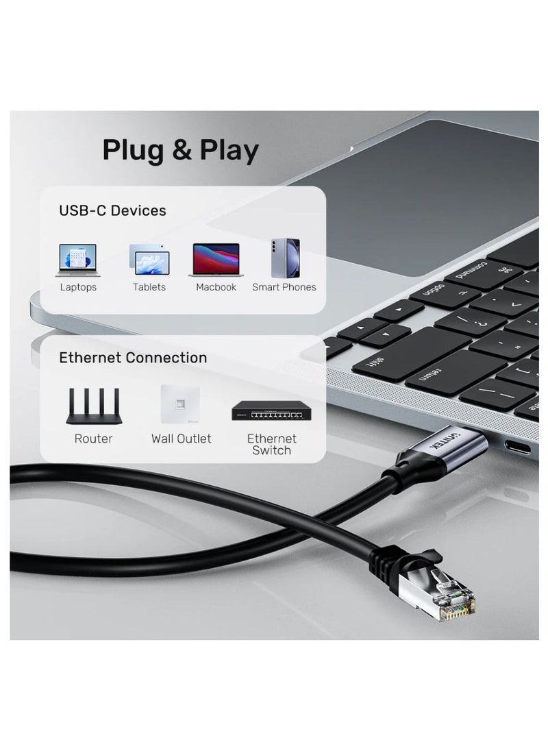 UNITEK UNITEK USB-C to Ethernet Cable 5M | High-Speed Internet Adapter for Laptops, MacBook, iPad, and More – Durable & Reliable Connection  - Image 5