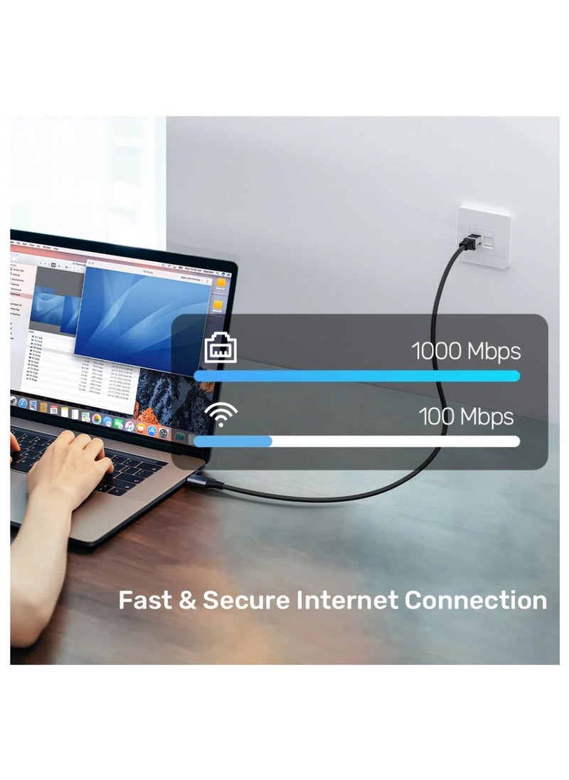 UNITEK UNITEK USB-C to Ethernet Cable 5M | High-Speed Internet Adapter for Laptops, MacBook, iPad, and More – Durable & Reliable Connection  - Image 2