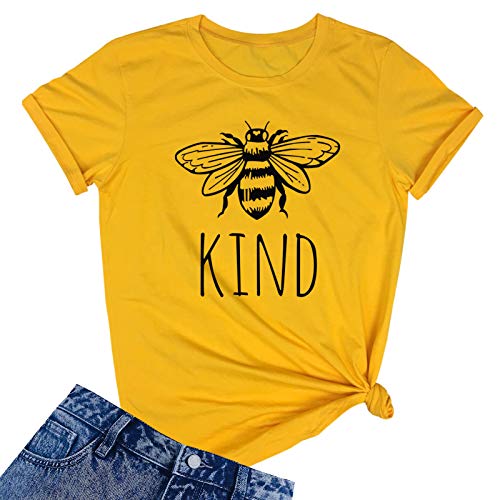 YITAN Women Cute Funny Graphic T Shirts Yellow Large - Image 1