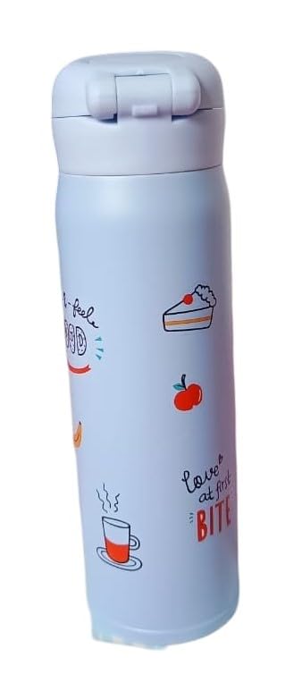 Generic Stainless Steel Water Bottle Hot and Cold Insulated 500ml Printed Design Blue  - Image 2