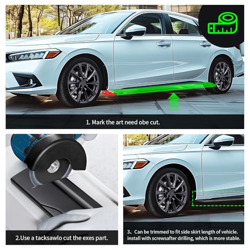JMTBNO Universal Side Skirts for Car,2M 86.6" Side Skirt Extension Splitter Lip Rocker Panels Body Kit Compatible with Honda Accord Civic Toyota Corolla Nissan Chevrolet Camaro - Image 4