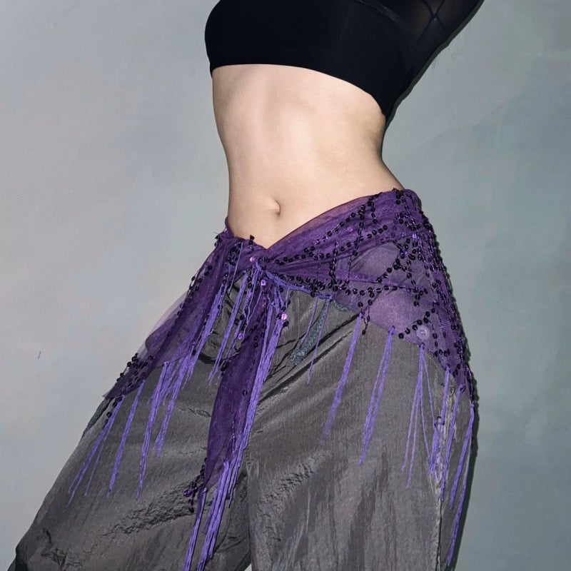 New Street Dance Trendy Brand Sequin Waistband Jazz Hip Scarf Performance Indian Dance Dance With Glitter - Image 1