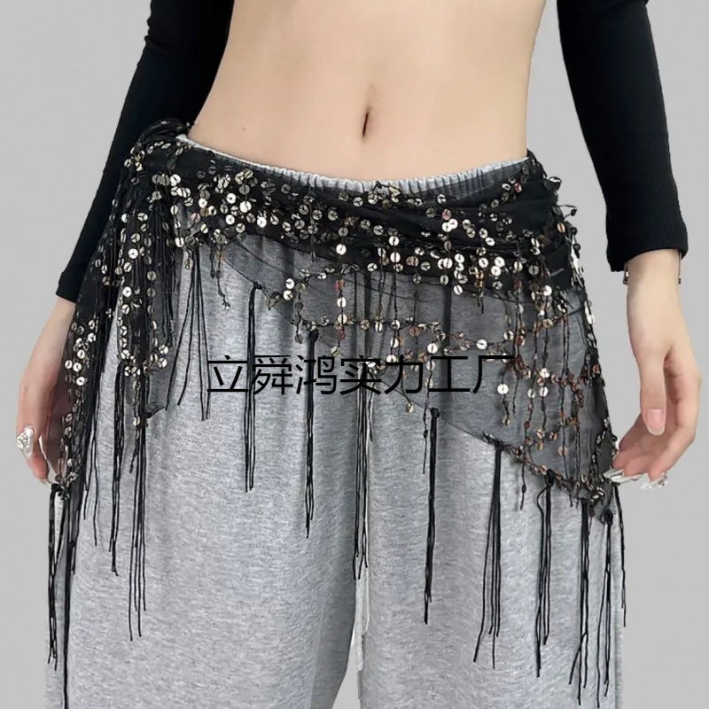 New Street Dance Trendy Brand Sequin Waistband Jazz Hip Scarf Performance Indian Dance Dance With Glitter - Image 2