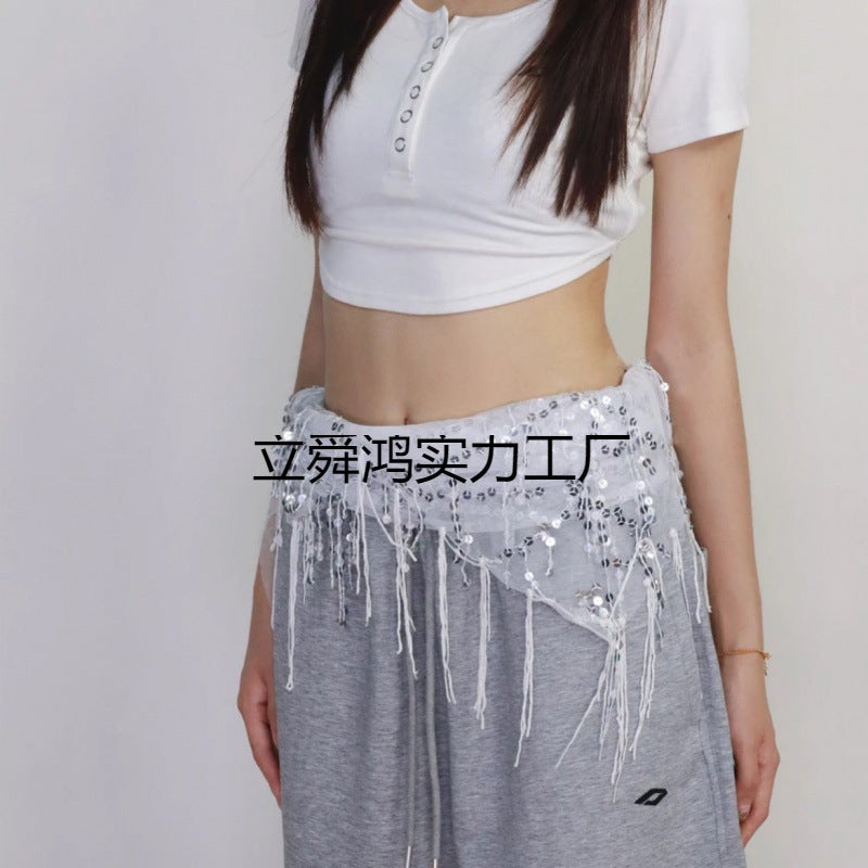 New Street Dance Trendy Brand Sequin Waistband Jazz Hip Scarf Performance Indian Dance Dance With Glitter - Image 5