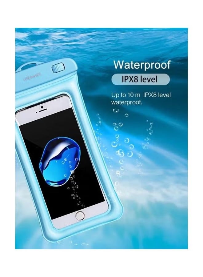 أوسامس جراب عالمي مقاوم للماء للهاتف الخلوي وحقيبة جافة متوافقة مع iPhone 13 Pro Mini وiPhone 12 11 X XR XS وSamsung Galaxy S21 S20 جميع الهواتف مقاس 4.0-7 بوصات باللون الأزرق - Image 2