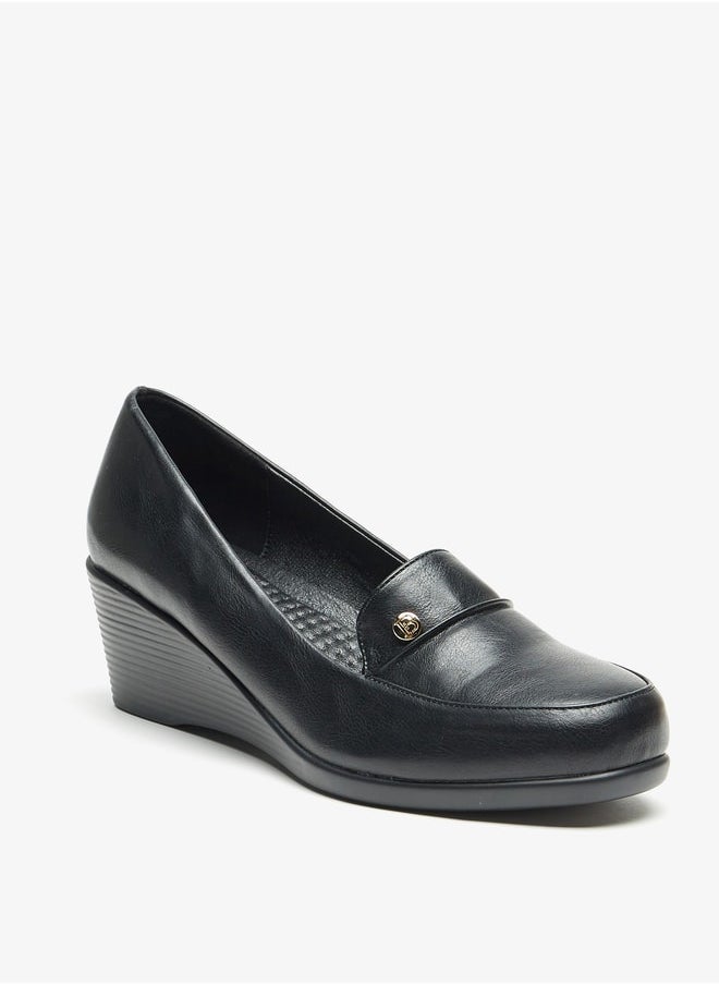 Flora Bella By Shoexpress - Women's Solid Slip-On Shoes With Wedge Heels - Image 1