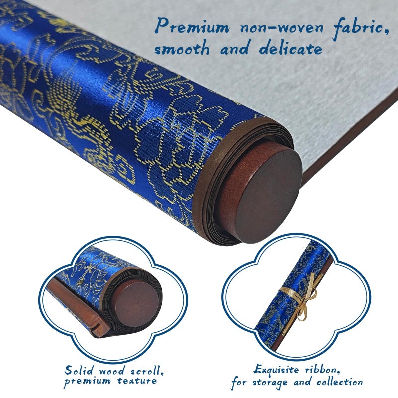 EXJEXJ Reusable Magic Canvas with Water for Chinese Calligraphy Cloth Scroll with 2 Brushes & Dish, Ten Thousand Times Writing, No Ink No Paper Mess-Free Calligraphy Painting for Beginners Student Practicing - Image 3