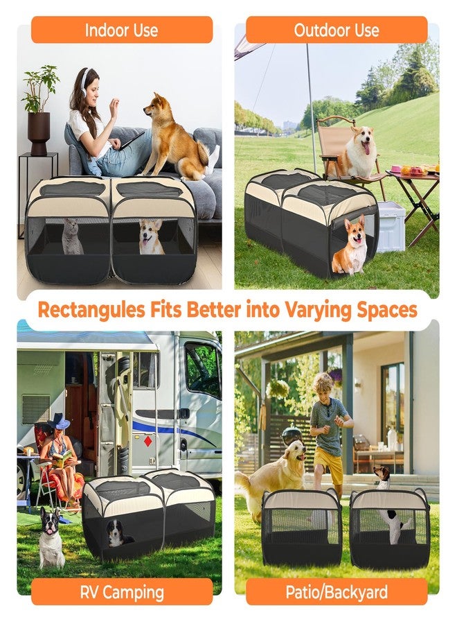 EighteenTek 2-in-1 Pop Up Cat Playpen, Detachable into 2 Separate Pens with Additional Doors, Assembly-Free Portable Dog Crates Pet Pen Tent Kennel Kitten Puppy Enclosure Cage Indoor Outdoor Foldable Condo(S) - Image 4