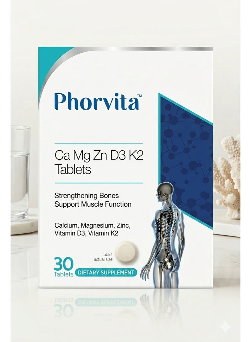 Vitron أقراص فورفيتا كالسيوم، مغنيسيوم، زنك، فيتامين د3، ك2، 30 قرصًا - Image 1