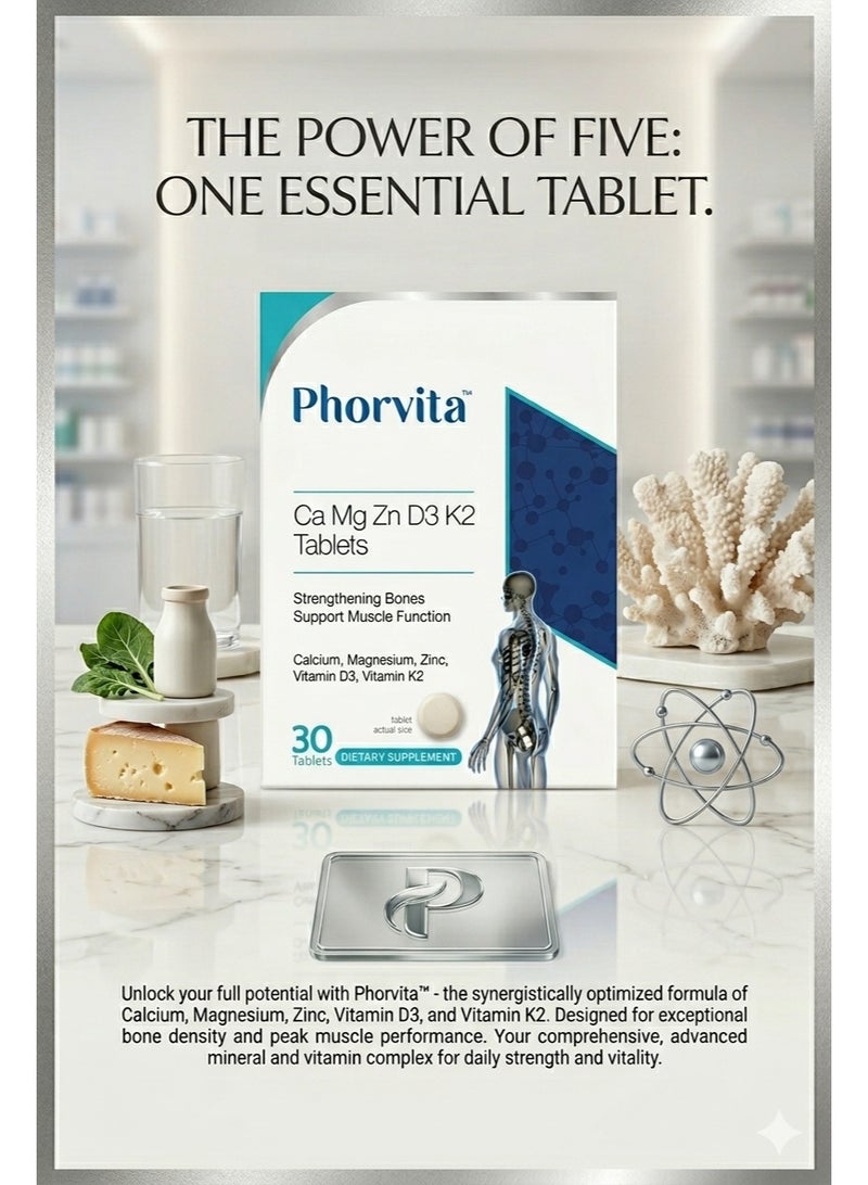 Vitron أقراص فورفيتا كالسيوم، مغنيسيوم، زنك، فيتامين د3، ك2، 30 قرصًا - Image 2