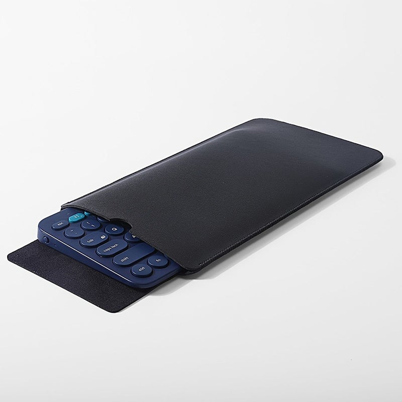 Beige Faux Leather Wireless Keyboard Dust Cover Storage Bag For Mini Keyboards - Image 4