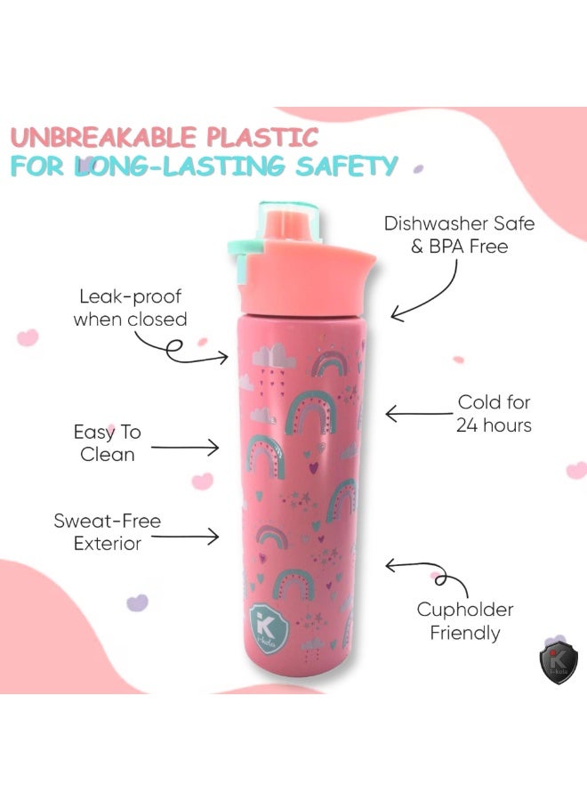 i-kola STAR ORANGE 520 ML Kids Water Bottle for School | BPA-Free Plastic Water Bottle for Boys & Girls | Leakproof, Unbreakable, Easy to Drink, Quick Open Lock (TS-9200 BS 1) - Image 3