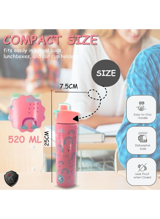i-kola STAR ORANGE 520 ML Kids Water Bottle for School | BPA-Free Plastic Water Bottle for Boys & Girls | Leakproof, Unbreakable, Easy to Drink, Quick Open Lock (TS-9200 BS 1) - Image 5
