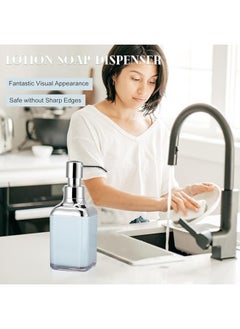 Happy Home Acrylic Liquid Handwash Soap Dispenser Pump for Bathroom, Hand wash refillable Bottle 320Ml-(Blue)  - Image 5