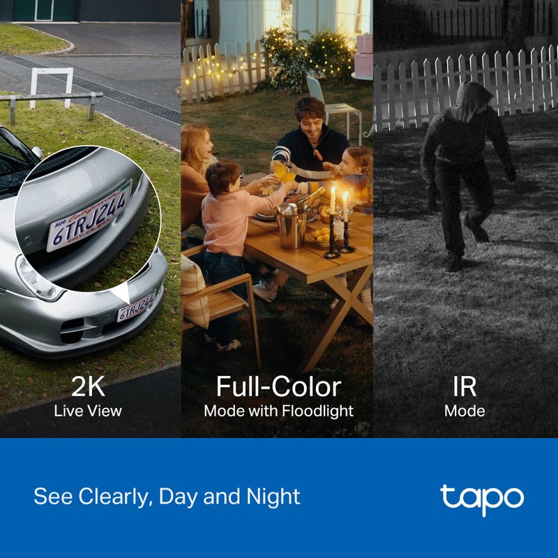 Tapo 2K Outdoor Pan/Tilt Wired Floodlight Security Camera - 1500 Lm Dimmable, 360Â° AI Motion Tracking, Person/Vehicle Detection, 24/7 Recording, Subscription-Free Local Storage or Optional Cloud, C710 - Image 4