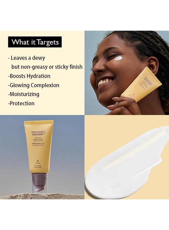 هارو هارو وندر واقي الشمس اليومي من أرز أسود للترطيب - تشطيب مخملي، بدون أثر أبيض، مرطب، مروي، حماية عالية جداً، SPF 50 PA، سعة 50 مل - Image 3