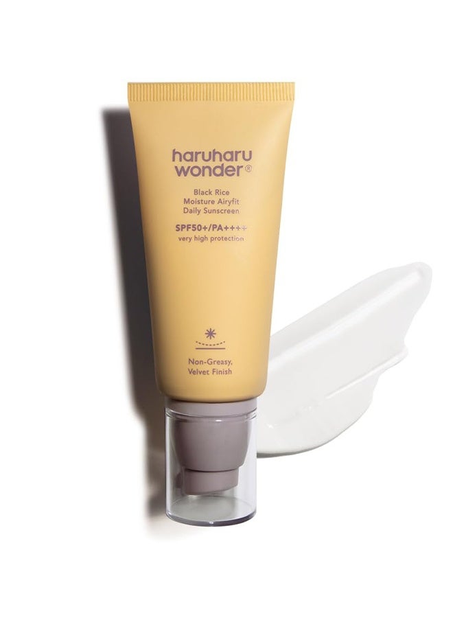 هارو هارو وندر واقي الشمس اليومي من أرز أسود للترطيب - تشطيب مخملي، بدون أثر أبيض، مرطب، مروي، حماية عالية جداً، SPF 50 PA، سعة 50 مل - Image 1