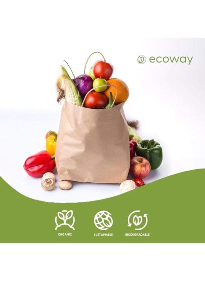 ايكواي ecoway Kraft Paper Bags - Pack Of 50 Craft Medium Paper Grocery Bags With Handles For Shopping, Party, Birthday, Wedding Gift, Retail, Merchandies Ecofreindly Reusable Brown (28 X 16 X 28 CM)  - Image 5