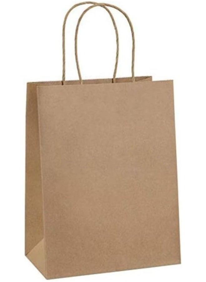 ايكواي ecoway Kraft Paper Bags - Pack Of 50 Craft Medium Paper Grocery Bags With Handles For Shopping, Party, Birthday, Wedding Gift, Retail, Merchandies Ecofreindly Reusable Brown (28 X 16 X 28 CM)  - Image 2