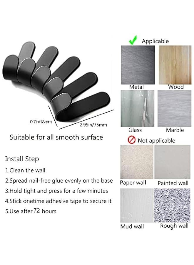 5-Pack Self-Adhesive Hook Waterproof Sticky Wall Hook for Hanging Towel Key Necklace Gloves - Image 4