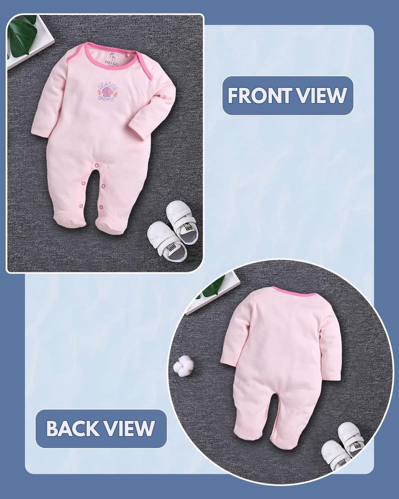 Baby Go BabyGo 100% Cotton Rompers for Newborns - Pack of 2, Pink - Image 2