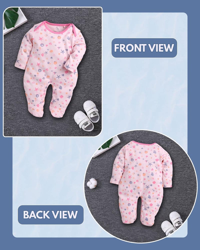 Baby Go BabyGo 100% Cotton Rompers for Newborns - Pack of 2, Pink - Image 3