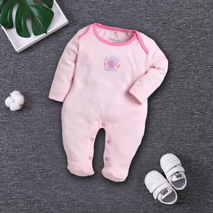 Baby Go BabyGo 100% Cotton Rompers for Newborns - Pack of 2, Pink - Image 4